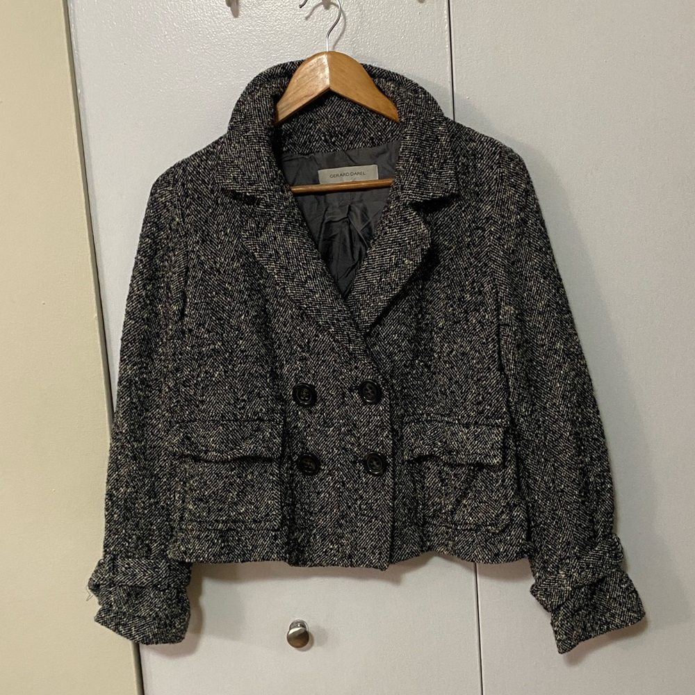 Gerard Darel Black and Gray Tweed Blazer